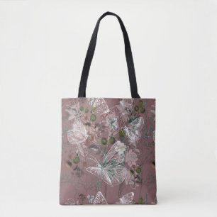 Malvenfarbener rosa staubiger Rosen-Schmetterling Tasche