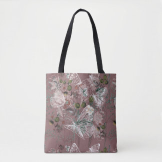 Malvenfarbener rosa staubiger Rosen-Schmetterling Tasche