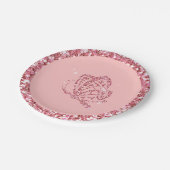 Malvenfarbenes Babyrosa GLITZER Schmetterlinges | Pappteller (Schrägansicht)