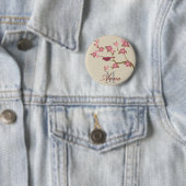 Malvenfarbenes Blumen-Vogel-Name-Knopf-Grau Button (Beispiel)