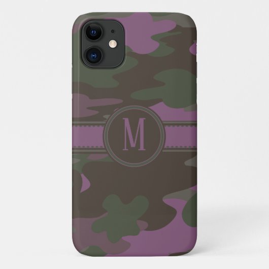 Malvenfarbenes Camouflage-Dunkelheits-Monogramm Case-Mate iPhone Hülle (Rückseite)