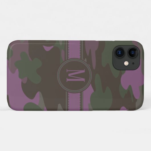 Malvenfarbenes Camouflage-Dunkelheits-Monogramm Case-Mate iPhone Hülle (Rückseite (Horizontal))