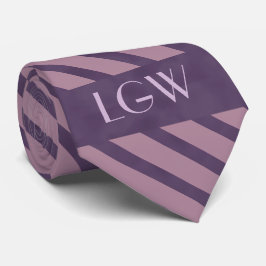 Malvenfarbenes lila Streifen-Monogramm Krawatte