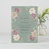 Malvenrose Botanischer Blütenhochzeit Einladung (Stehend Vorderseite)