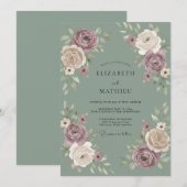 Malvenrose Botanischer Blütenhochzeit Einladung (Vorne/Hinten)