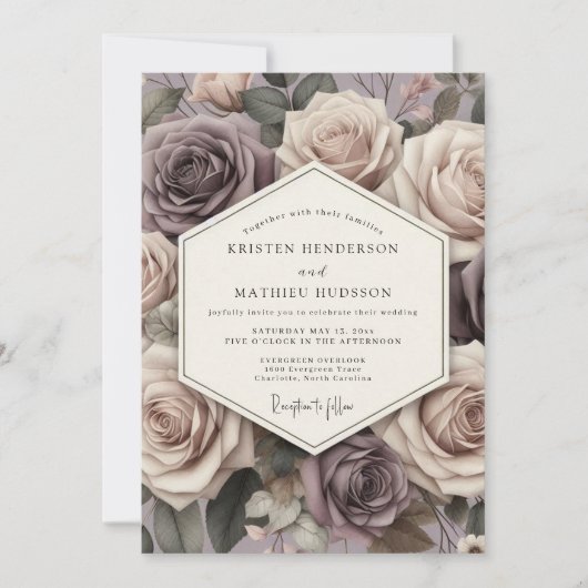 Malvenrosen-Blütenromanze Hochzeit Einladung (Vorderseite)
