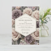 Malvenrosen-Blütenromanze Hochzeit Einladung (Stehend Vorderseite)