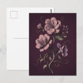 Malvenviolette Anemonenblume Dunkle Botanik Postkarte (Vorne/Hinten)