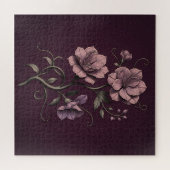 Malvenviolette Anemonenblume Dunkle Botanik Puzzle (Horizontal)