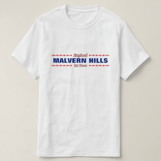 MALVERN HÜGEL - mein Zuhause - England; Herzen T-Shirt (Design vorne)