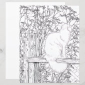 Malvorlage - Katze auf Zaun (Vorne/Hinten)