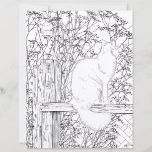 Malvorlage - Katze auf Zaun