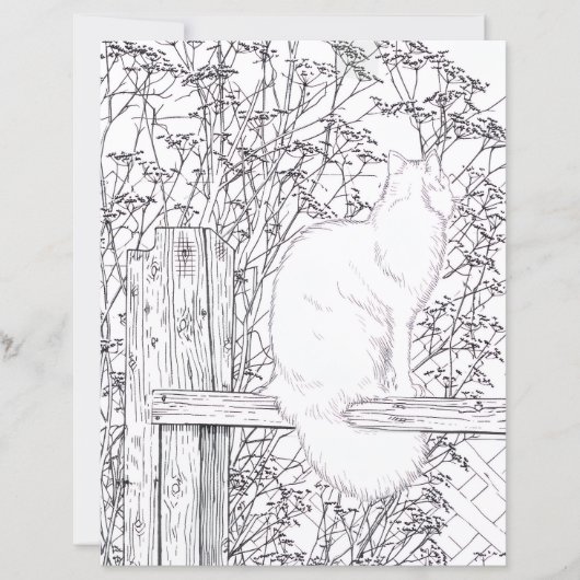 Malvorlage - Katze auf Zaun (Vorderseite)
