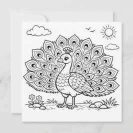 Malvorlage Pfau Flachkarte