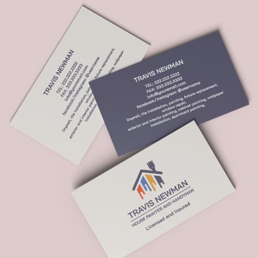 Malwerkzeuge Handyman Carpenter Tools Holz Visitenkarte