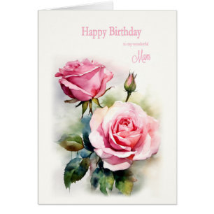 Mam Birthday Rose gestrichen Aquarell
