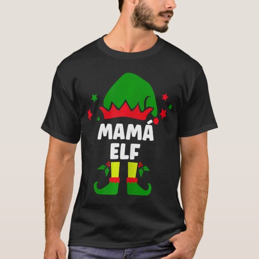 Mam Elf Funny Spanish Mutter Weihnachten T-Shirt (Vorderseite)