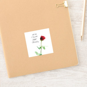 Mama 100. Geburtstag Rote Rose Blume Personalisier Aufkleber