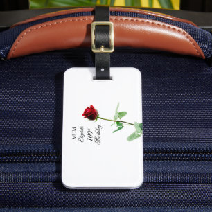 Mama 100. Geburtstag Rote Rose Blume Personalisier Gepäckanhänger