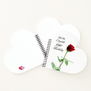 Mama 100. Geburtstag Rote Rose Blume Personalisier Notizblock