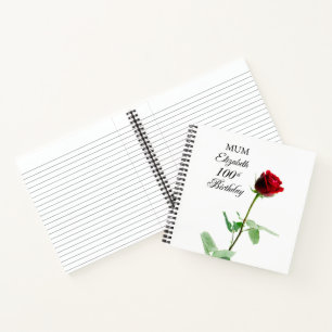 Mama 100. Geburtstag Rote Rose Blume Personalisier Notizblock