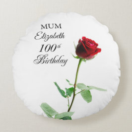 Mama 100. Geburtstag Rote Rose Blume Personalisier Rundes Kissen