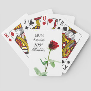 Mama 100. Geburtstag Rote Rose Blume Personalisier Spielkarten