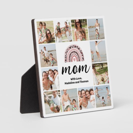Mama 12 Fotocollage Rainbow Plaque Fotoplatte (Vorderseite)