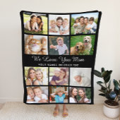 Mama 12 Fotocollage Schwarz Fleecedecke