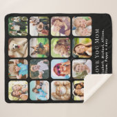 Mama 16 Schwarze FotoCollage Sherpadecke (Vorderseite (Horizontal))