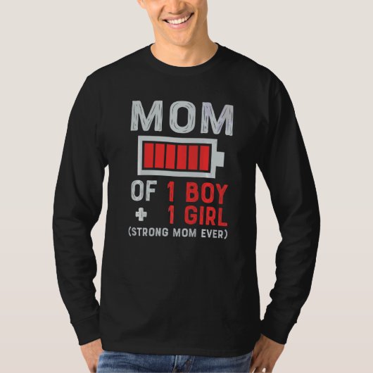Mama 1 Junge aus der Tochter oder Mutter von Sohn T-Shirt (Vorderseite)