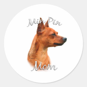 Mama 2 des Miniaturpinscher-(Rost) Runder Aufkleber