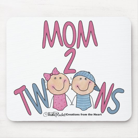Mama 2 Twins Boy and Girl Mousepad (Vorne)