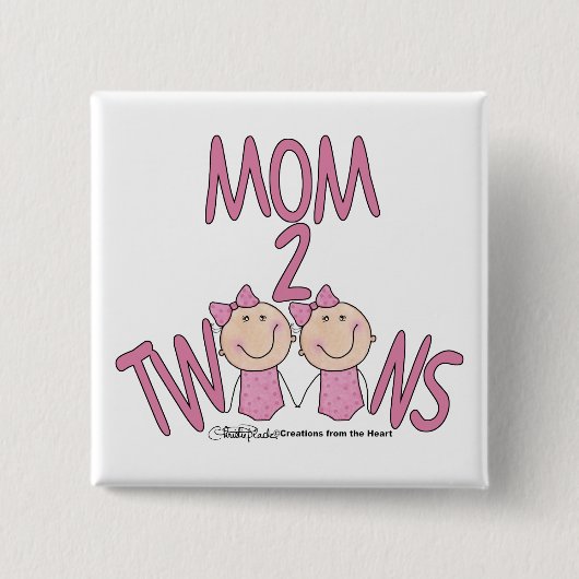 Mama 2 Twins Girls Button (Vorderseite)