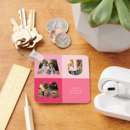 Mama 3 Foto Moderne Mütter mädchenhaft rosa Mütter Schlüsselanhänger (Schreibtisch)