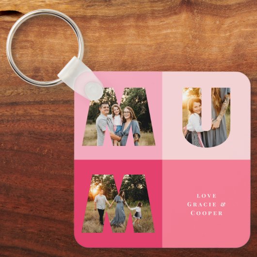 Mama 3 Foto Moderne Mütter mädchenhaft rosa Mütter Schlüsselanhänger (Vorderseite)