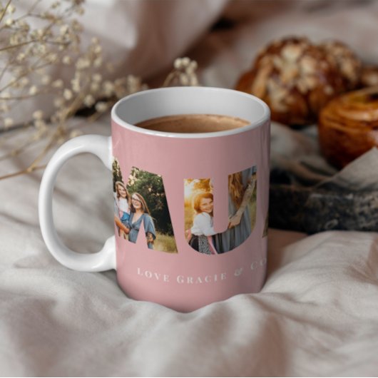 Mama 3 Foto Moderne Rosa Mütter Tag Kaffeetasse