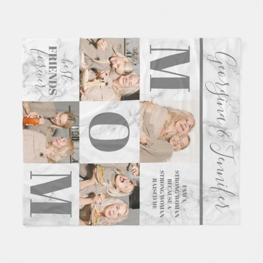 Mama 4 Foto Collage Marmor Fleecedecke (Vorderseite (Horizontal))