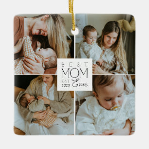 Mama-4-Foto-Collage-Weihnachtsbaumschmuck Keramikornament