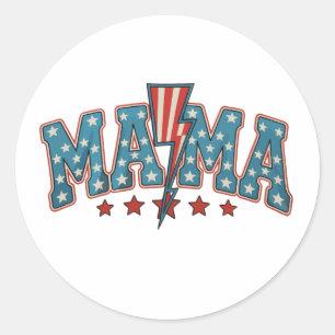 Mama 4. Juli Patriotische Mutter Blitz Runder Aufkleber