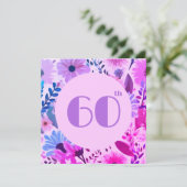 Mama 60. Geburtstag Blumenrosa und Lilac Einladung (Stehend Vorderseite)