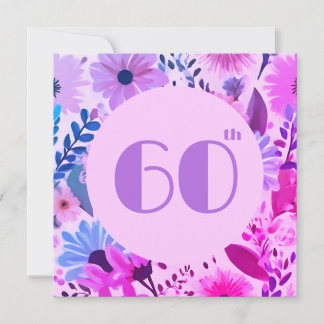 Mama 60. Geburtstag Blumenrosa und Lilac Einladung