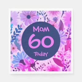 Mama 60 Heute rosa und blaues Party Serviette