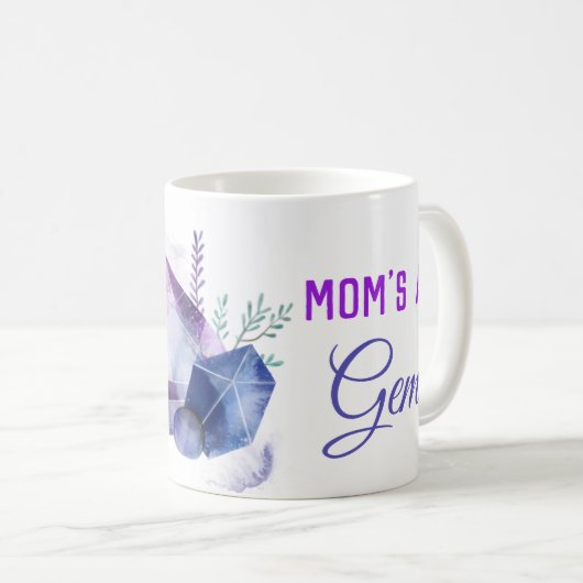 *~* Mama A GEM - Edelsteine Wasserfarben-Gem-Stein Kaffeetasse (VorderseiteRechts)