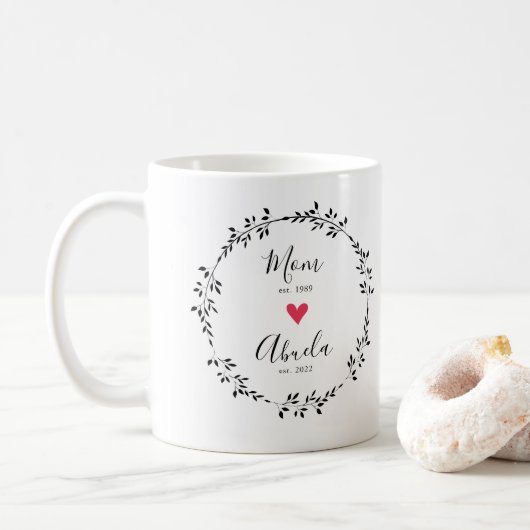 Mama | Abuela Jahr Osten. Herz-Kaffee-Tasse Kaffeetasse (Mit Donut)