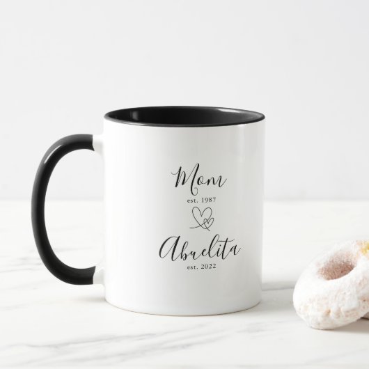 Mama | Abuelita Jahr Est. Herz-Tasse Tasse (Mit Donut)
