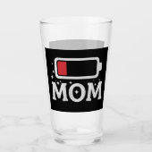 Mama Akku wenig müde lustige Muttertag Glas (Vorderseite)