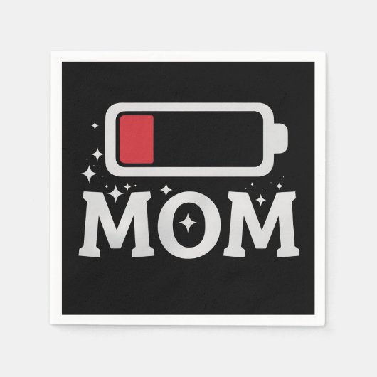 Mama Akku wenig müde lustige Muttertag Serviette (Vorderseite)
