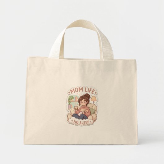 Mama-Alltag-Tasche ohne Schlaf Ästhetik Mini Stoffbeutel (Vorne)