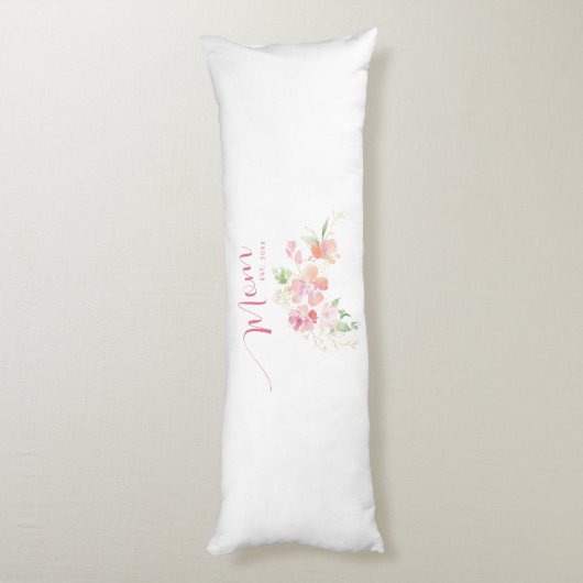 Mama als blush-pink-bläserfarbenes Weiß Seitenschläferkissen (Rückseite (Vertikal))